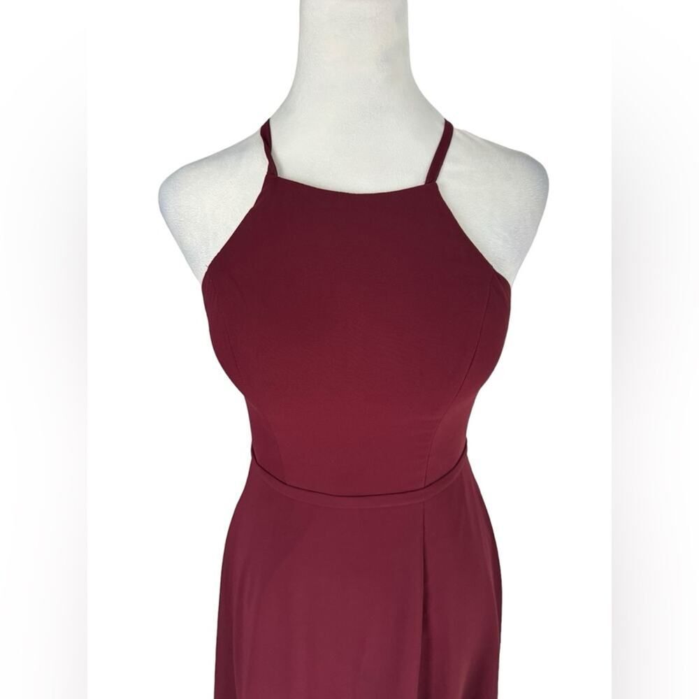 Azazie Bridesmaid Dress Burgundy Long Wedding Guest Formal Open Back Wine Sz A0 - Picture 7 of 16